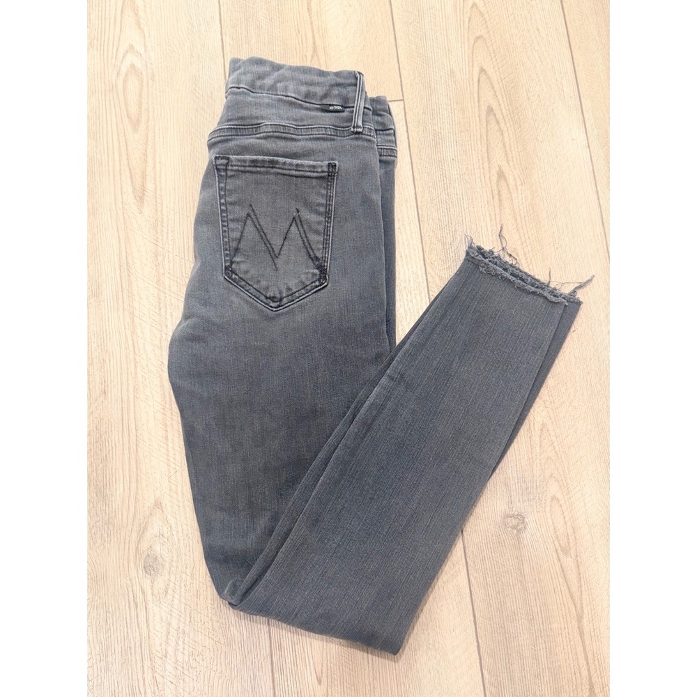 Mother The Looker Ankle Fray Jeans Grey Burning Wash Distressed‎ Skinny 27